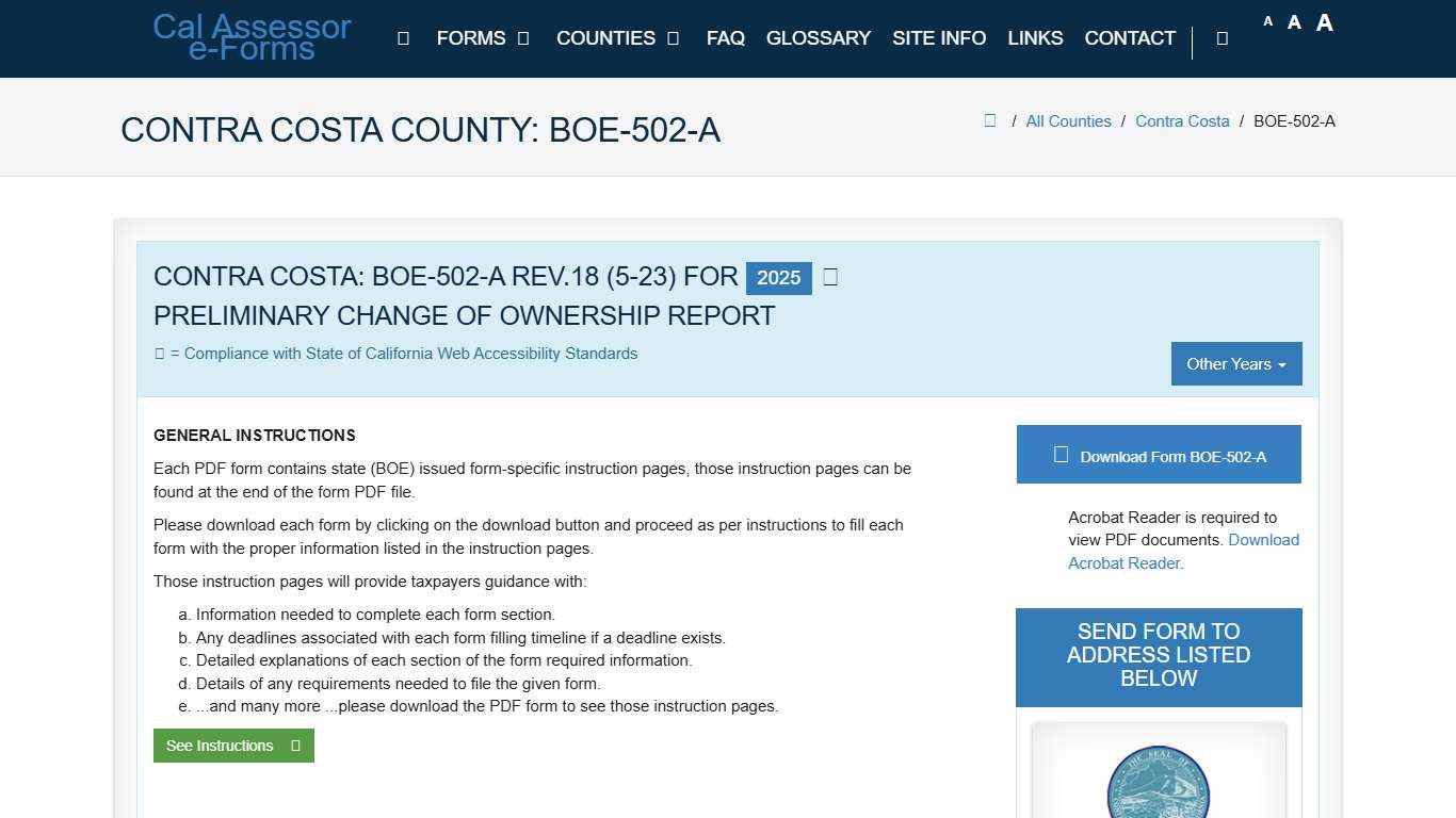 CAA e-Forms Service Center - Contra Costa: BOE-502-A